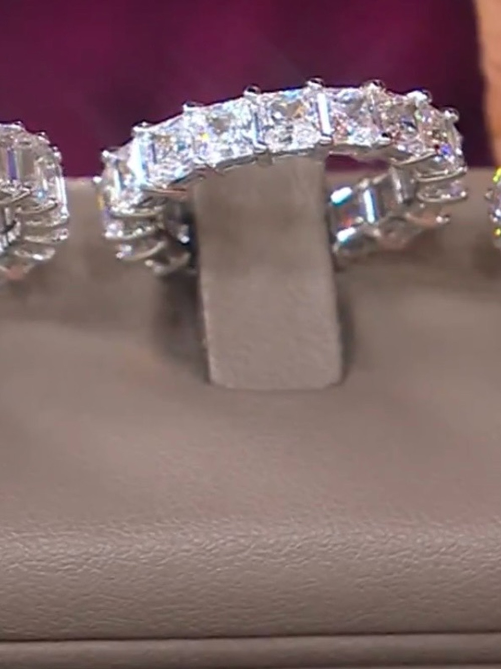 Diamonique Princess Cut Eternity Band Ring, Sterling Silver